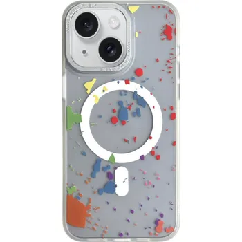 Pouzdro na mobilní telefon Prémiový průhledný Magsafe kryt s barevnými kaňkami iPhone 14 Barva: Průhledná