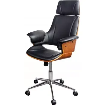 Kancelářská židle MANHATTAN černá umělá kůže/ořech otočná