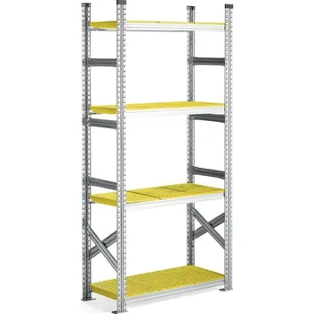 Dílenský regál Regál na potraviny TRANSFORM, 1970x900x400 mm, žluté police