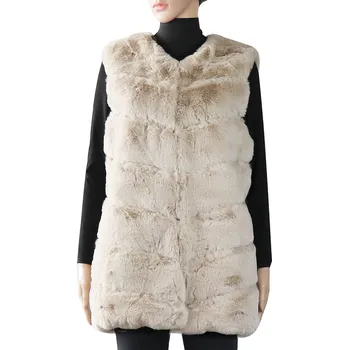 Dámská vesta Biju vesta z umělé kožešiny 2058-2 béžová M/L