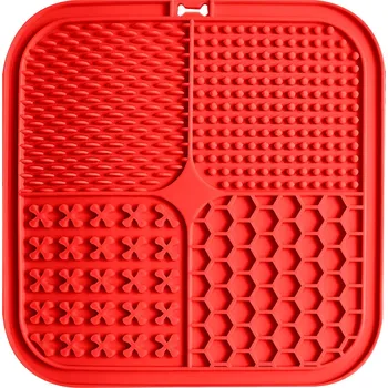 Hračka pro psa Silikonová lízací podložka pro psa, 20 × 20 cm, červená/zelená - Červená