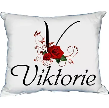Dekorativní polštářek Polštář se jménem VIKTORIE Černý (polštářek dámské jméno )