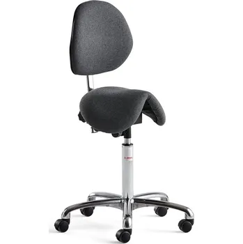 Sedlová židle DERBY, s opěradlem, textilní potah, tmavě šedá