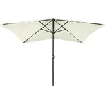 vidaXL Zahradní slunečník s LED a ocelovou tyčí pískový 2 x 3 m