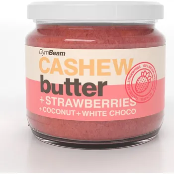 Kešu máslo s kokosem, bílou čokoládou a jahodami 340g - GymBeam