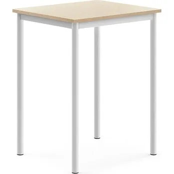 Jídelní stůl Stůl BORÅS, 700x600x900 mm, bílé nohy, HPL deska, bříza