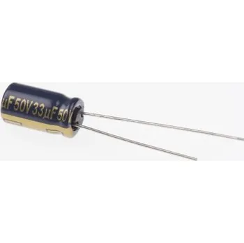Kondenzátor Kondenzátor, řada: FC 33μF ±20procent 600mΩ 50V dc, Radiální, Průchozí otvor Hliníkové elektrolytické Panasonic