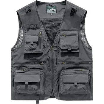 Pánská softshellová bunda Pánská outdoorová vesta s kapsami Barva: Šedá, Velikost: L