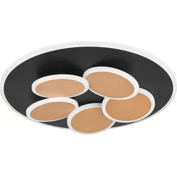 Trio Leuchten 653210680 MANDALA - Moderní LED stropní lustr s dálkovým ovladačem, LED 35W, 2700 - 6500K, Ø 49cm (Stmívatelné stropní LED svítidlo na dálkové ovládání v černé a zlaté barvě s pamětí na poslední nastavení světla )