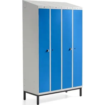 Šatní skříň Šatní skříňka CLASSIC COMBO, 2 sekce, 4 boxy, 2100x1200x550 mm, nohy, modré dveře