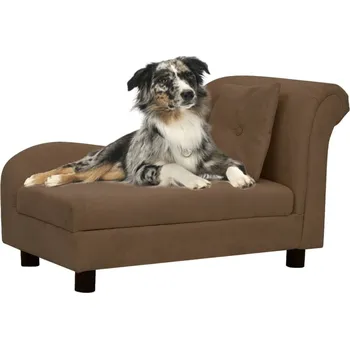 Pelíšek pro psa vidaXL Marketos Pohovka pro psy s polštářem hnědá 83 x 44 x 44 cm plyš