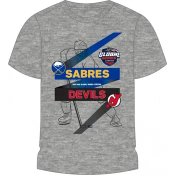 Chlapecké tričko Outerstuff Dětské tričko Global Series 2024 Czechia Buffalo Sabres NHL vs New Jersey Devils NHL Match-Up Graphic Tee Velikost: Dětské L (11 - 12 let)