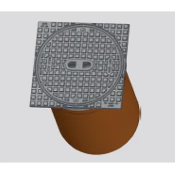 poklop Litinový poklop B125 350x350mm, na plast. šachtu DN400/315, nosnost 12,5t, s teleskopem dl.500mm