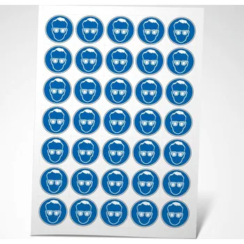 Traiva s.r.o. Příkaz používej ochranné brýle Verze: Samolepka 40 x 40 mm tl. 0.1 mm - arch 35 ks - Kód: 02698