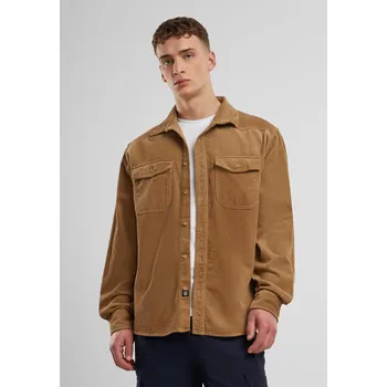 Manšestrová klasická košile s dlouhým rukávem velbloud Brandit hnědá 2546969