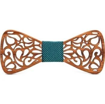 Motýlek Dětský Dřevěný motýlek vyřezávaný smaragd Tmavě zelená