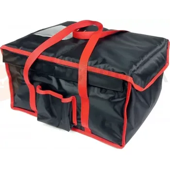 Termobox Taška na 12x lunchbox 20x25 cm, nylonový, zavírání na magnet, černý s červeným lemováním | FURMIS, LUNCHBOX 12