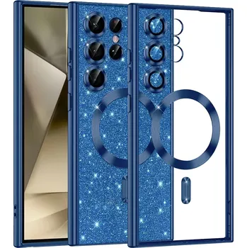 Pouzdro na mobilní telefon Kryt Samsung Galaxy A55 5G Techsuit Luxury Glitter MagSafe - tmavě modrý