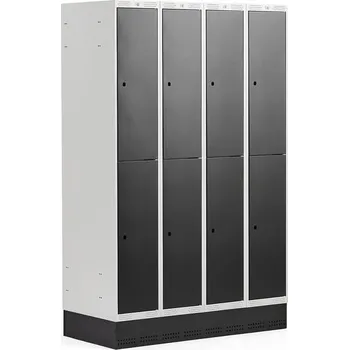 Šatní skříň Boxová šatní skříň CLASSIC, se soklem, 4 sekce, 8 boxů, 1890x1200x550 mm, černé dveře