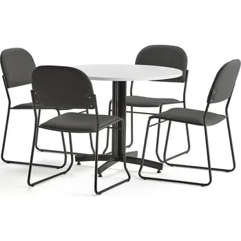 Jídelní set Sestava SANNA + DAWSON, 1 stůl a 4 černé židle