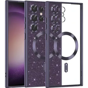 Pouzdro na mobilní telefon Kryt Samsung Galaxy A35 5G Techsuit Luxury Glitter MagSafe - tmavě fialový