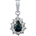 Zlatý přívěsek Kristin z bílého zlata s přírodním safírem a čirými topazy