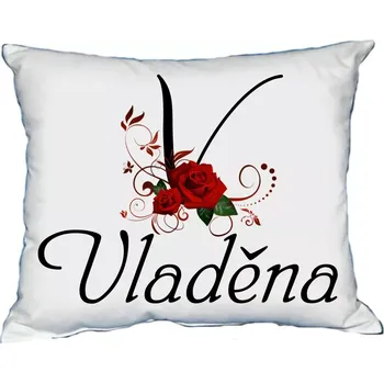 Dekorativní polštářek Polštář se jménem VLADĚNA Černý (polštářek dámské jméno )
