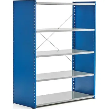 Dílenský regál Kovový regál MIX, 1740x1360x500 mm, s bočními stěnami, modrý, šedé police