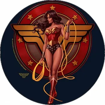 Jedlá dekorace na dort Jedlý papír Wonder woman s logem 19,5 cm