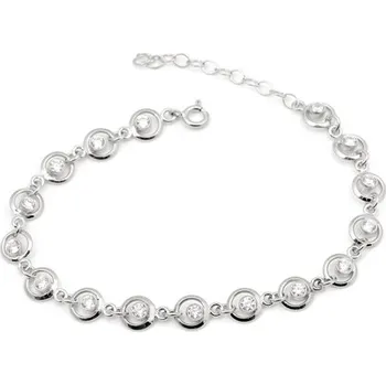 Náramek Dámský stříbrný článkový náramek se zirkony 17-20 cm STNA0805F + dárek zdarma