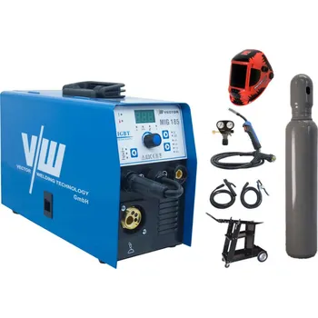 Svářečka VECTOR WELDING VECTOR MIG 185 + příslušenství + kukla PANTERMAX 3000 + lahev + vozík