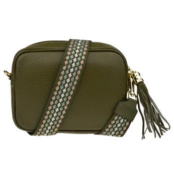 Kabelka NovaKabelka.cz Kožená italská crossbody kabelka Bala Verde Scura s přídavným popruhem