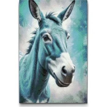 Diamantové malování Diamantové malování - Osel v odstínech tmavě tyrkysové Velikost: 40x60cm, Rámování: Pouze srolované plátno, Diamanty: Čtvercové