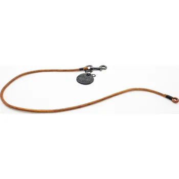 Vodítko pro psa Morko Výstavní vodítko bez poutka, kulatá hnědá kůže 5 mm, karabina šedá cm: 60 cm