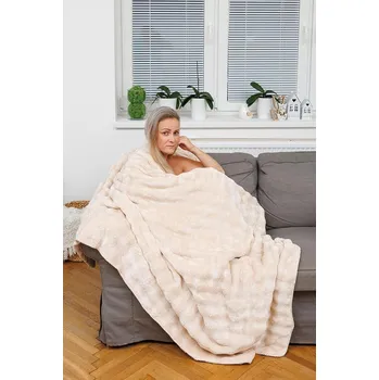 deka Sleep-well Luxusní deka mikroflanel/mikroplyš STELLA - 150x200cm, design obláčky béžová