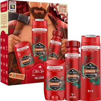 Kosmetická sada Old Spice Bearglove Old Spice Bearglove deostick 50 ml + Old Spice Bearglove osvěžující deodorant ve spreji 150 ml + Old Spice Bearglove sprchový gel na tělo a vlasy 250 ml + domino hra z obalu 1 ks kosmetická sada