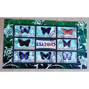 Poštovní známka Kongo raz. aršík, motýli, skauting, r. 2010