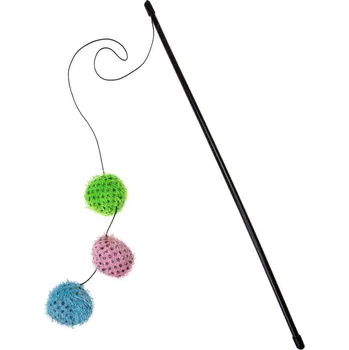 Hračka pro kočku Hračka kočka Udice 3míčky s rolničkou, catnip 50cm KAR