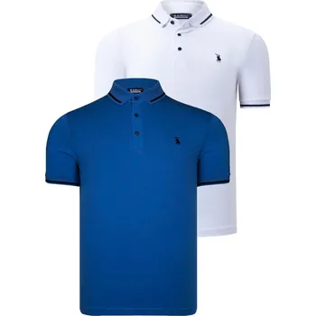 DVOJITÝ SET T8586 DEWBERRY PÁNSKÉ TRIČKO-WHITE-SAKS dewberry modrá 2510238