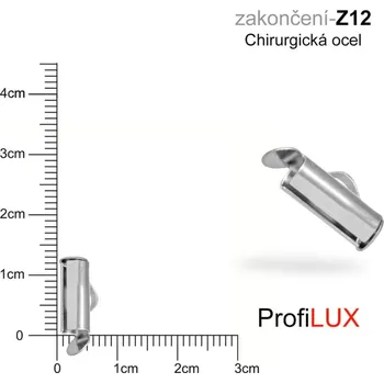 Materiál na výrobu šperku Zakončení na náramky chirurgická ocel. Ozn. Z12. Velikost otvor 3,5mm délka 12mm.