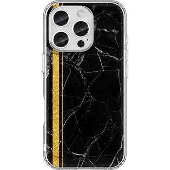 Pouzdro na mobilní telefon Kryt STYLE iPhone 16 Pro pevný Mramor černo-zlatý (obal neboli pouzdro na iPhone 16 Pro)