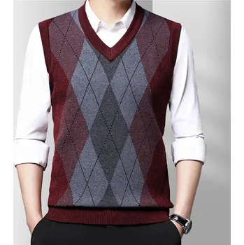 Pánská vesta Pánská vesta s geometrickým vzorem Barva: Červená, Velikost: 3XL