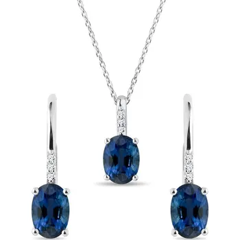 Souprava šperků KLENOTA Souprava safírových šperků v bílém 14k zlatě KLENOTA S0781602 Tmavě modrá