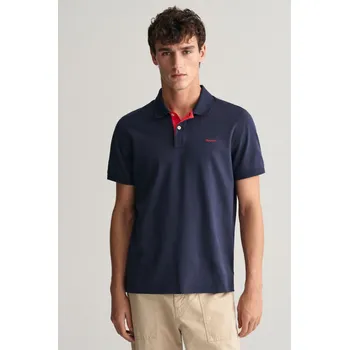 Pánské oblečení POLOKOŠILE GANT REG CONTRAST PIQUE SS RUGGER EVENING BLUE