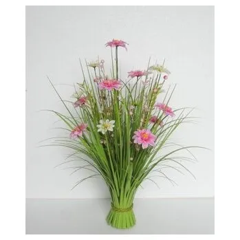 umělá květina Dekorační tráva kvetoucí bílo-růžová 140-0030