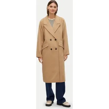 Dámský kabát Vero Moda Vlněný kabát Harper 10320446 Béžová Regular Fit XL