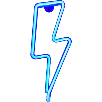 Lampička ACA Lighting Neonová lampička - Blesk, 3x AA baterie/USB kabel, IP20, modrá barva