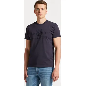 Pánské tričko TRIČKO GANT REG TONAL SHIELD SS T-SHIRT EVENING BLUE