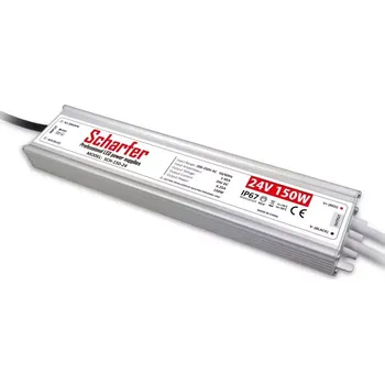 Napájecí zdroj pro osvětlení Napájecí zdroj 150W 6,25A 24VDC pro LED zdroje a LED moduly profesionální IP67 280x57x25 mm Scharfer *SCH-150-24