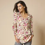 Tunika s potiskem a žabičkováním béžová/vícebarevná 36